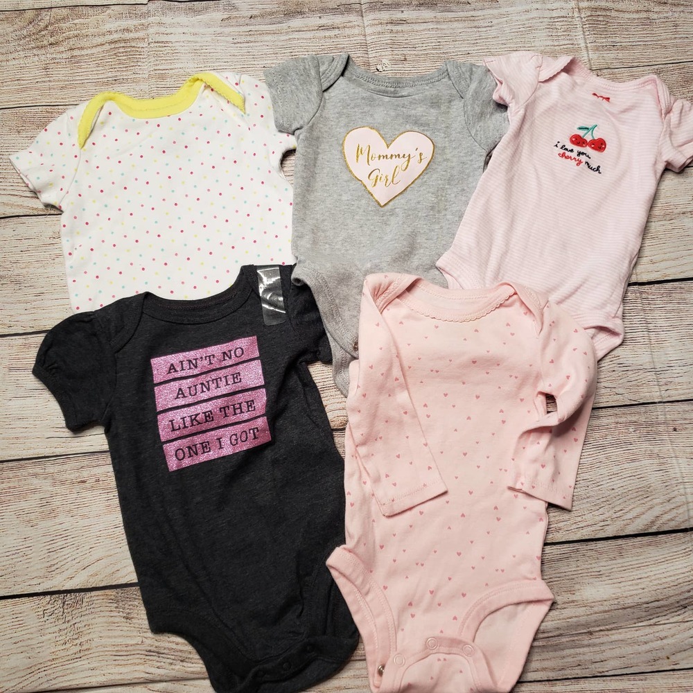 BUNDLE of 5 assorted girls 0-3 months bodysuit